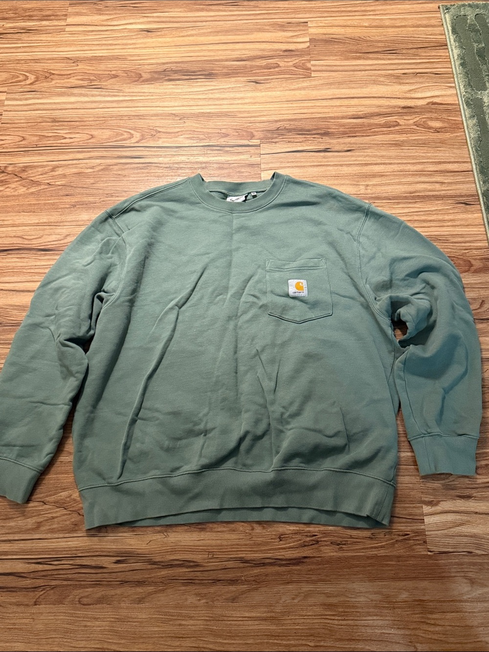 Carhartt Men's Sage Green Pocket Crew Sweatshirt with Logo Patch